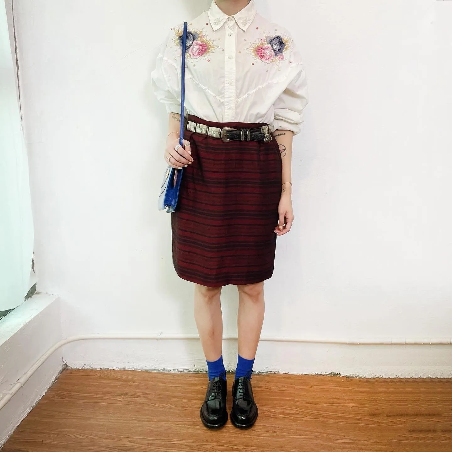 80s Striped pencil Skirt