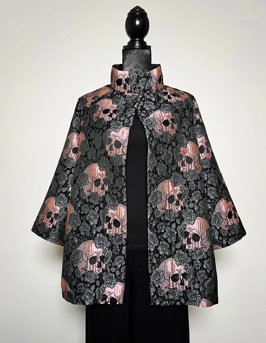 Abbey Swing Coat  - Skulls and Roses - Musk