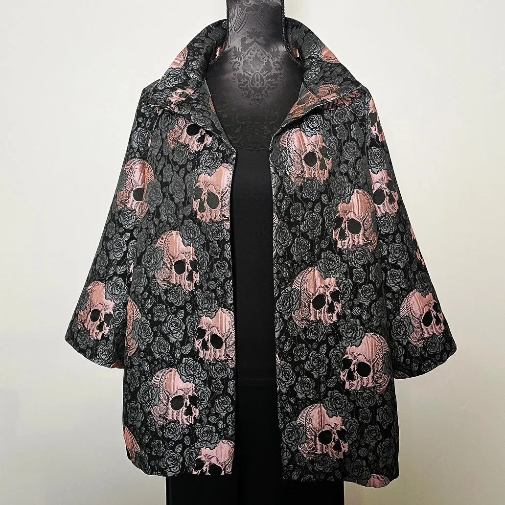 Abbey Swing Coat  - Skulls and Roses - Musk