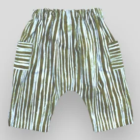 Babies' and Kids' Cargo Style Cotton Harem Trousers in Brown and Grey Water Edge Line