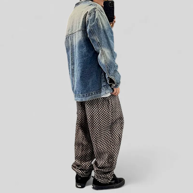 Baggy drop crotch pant with mesh overlay