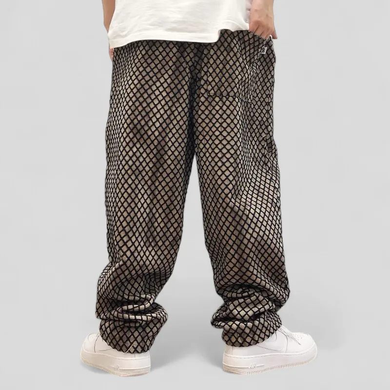 Baggy drop crotch pant with mesh overlay