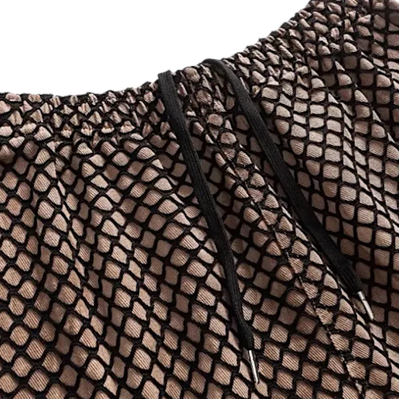 Baggy drop crotch pant with mesh overlay