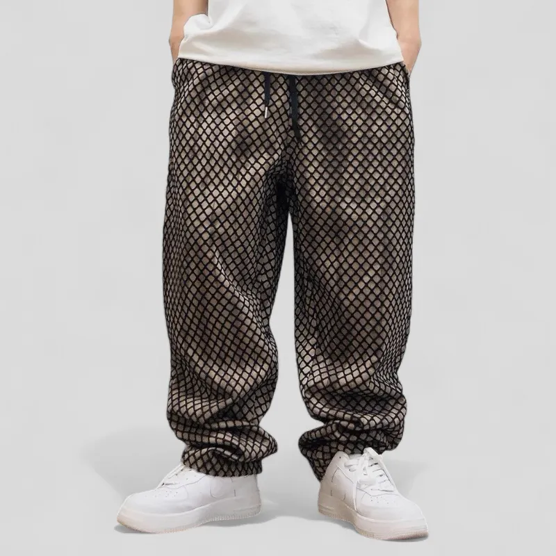 Baggy drop crotch pant with mesh overlay