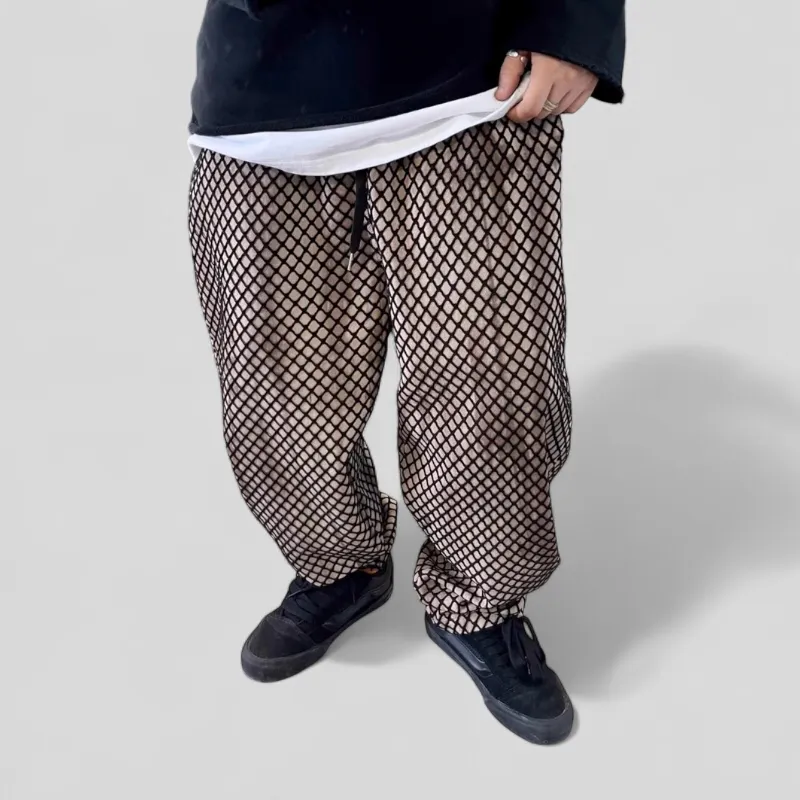 Baggy drop crotch pant with mesh overlay