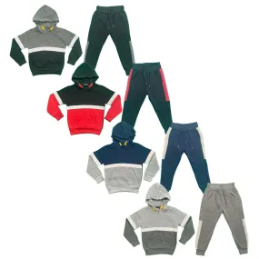 Boys Kids Tracksuit Panel Hoodie Joggers Jogging Bottoms Outfit Set Reflective