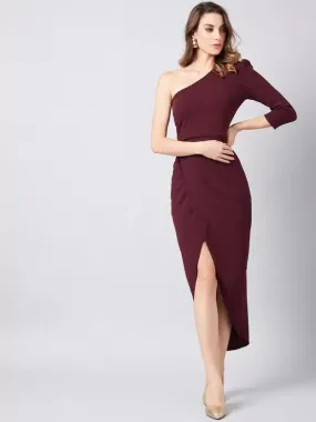Chic One-Shoulder Wrap Maxi Dress