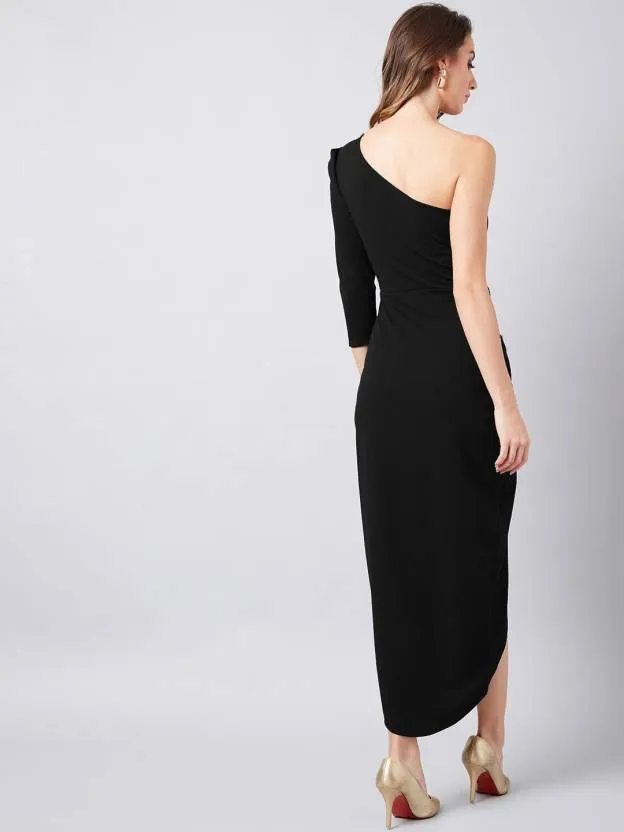 Chic One-Shoulder Wrap Maxi Dress