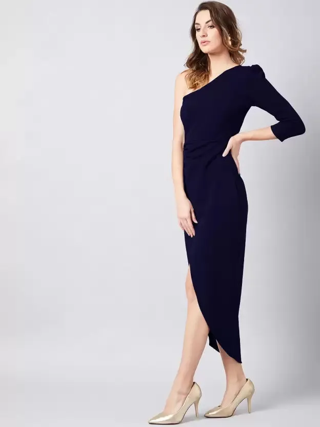 Chic One-Shoulder Wrap Maxi Dress