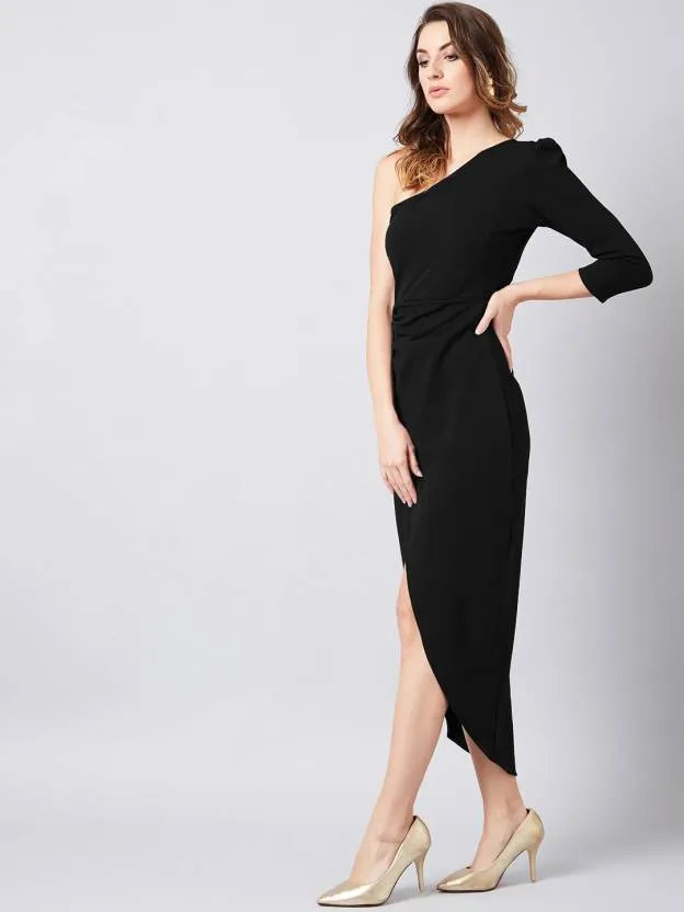 Chic One-Shoulder Wrap Maxi Dress