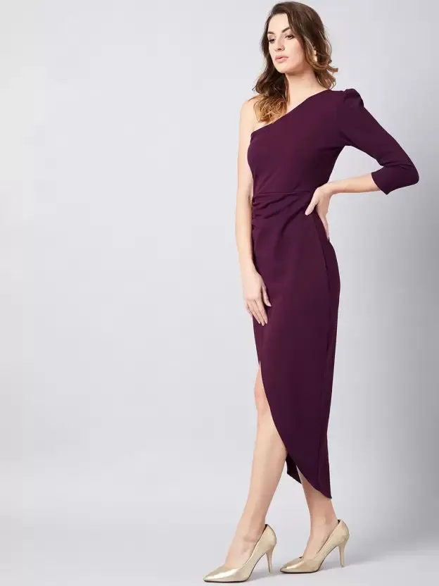Chic One-Shoulder Wrap Maxi Dress