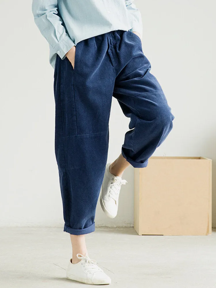 Corduroy Elastic Waist Pants