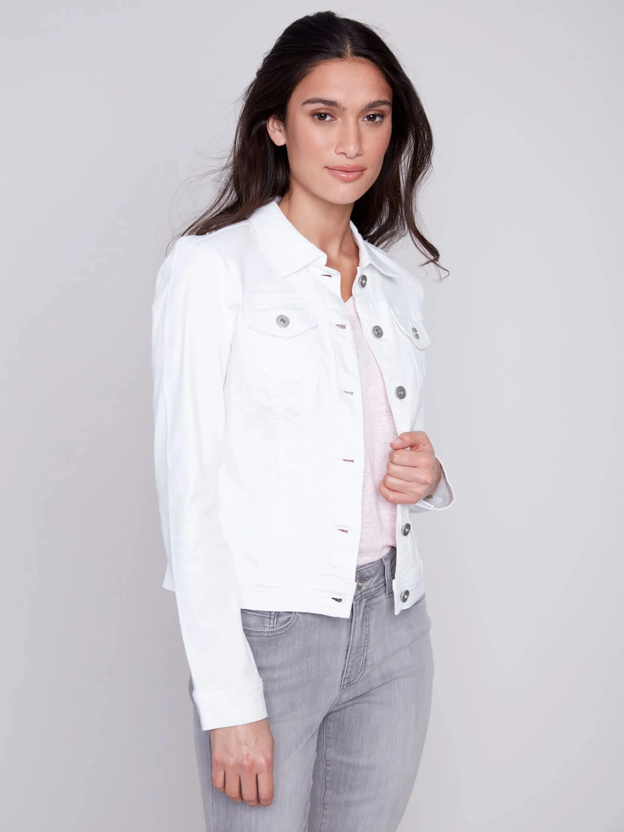 Cropped Jean Jacket with Short Sleeve