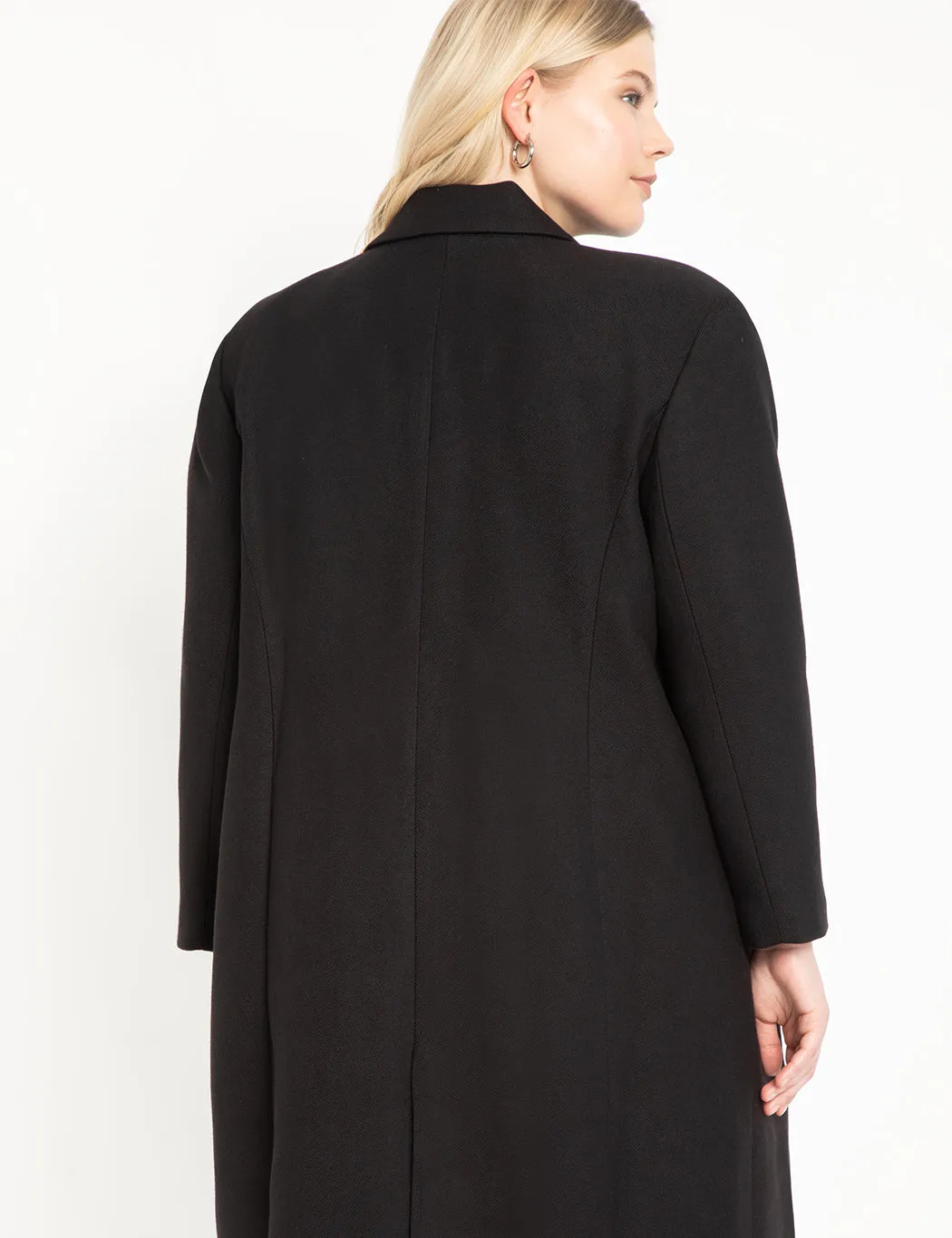 Double Breasted Exaggerated Shoulder Coat in Black