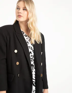 Double Breasted Exaggerated Shoulder Coat in Black