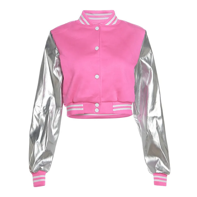 F5209 Fall Women's Clothing New Fashion Embroidery Stitching Slim Jacket Baseball Uniform Jacket