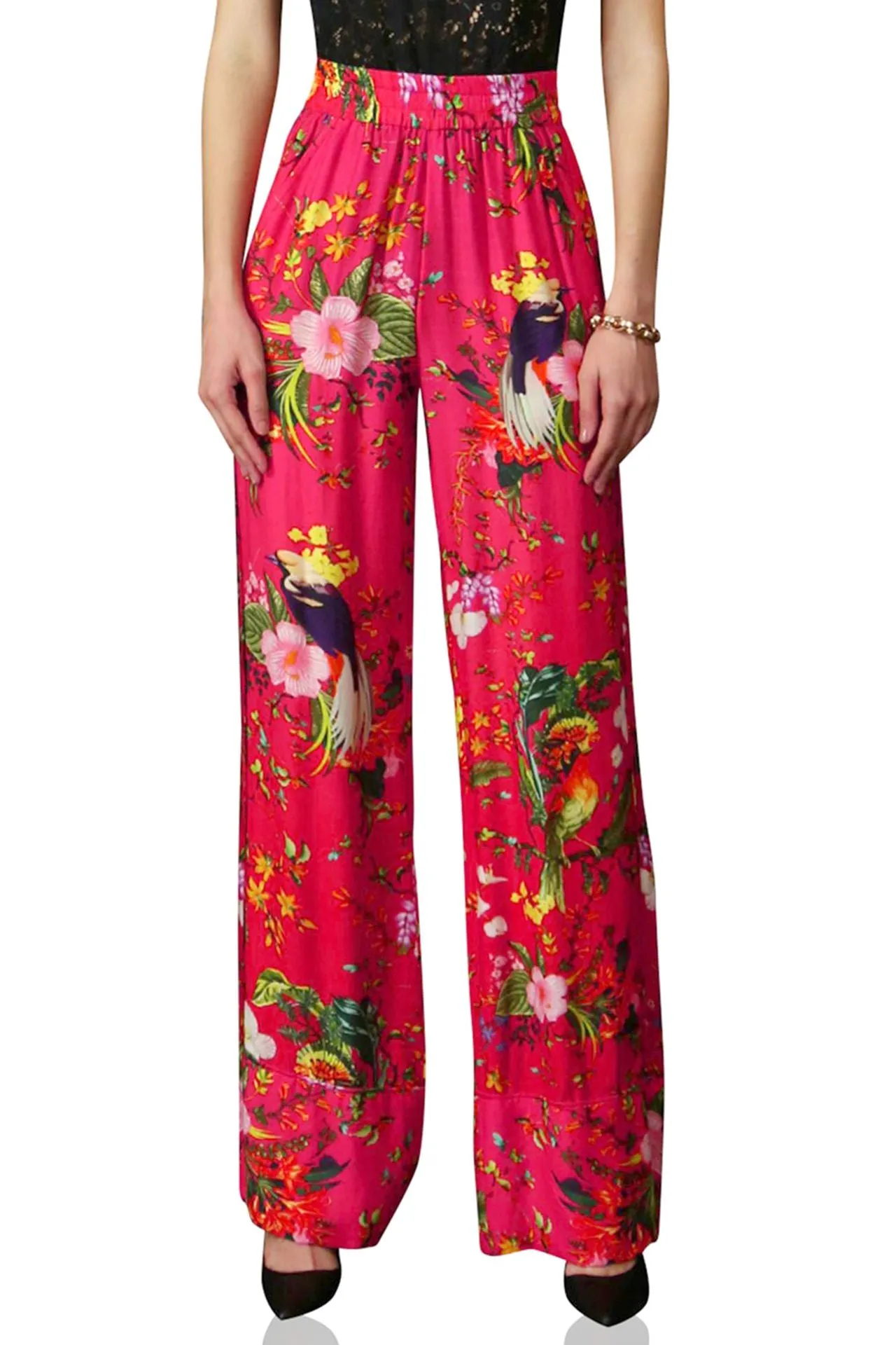 Fay Floral Print Silk Pants