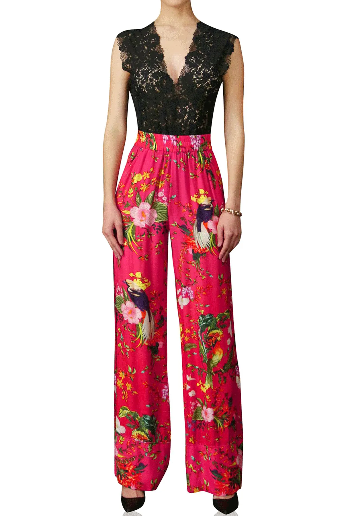Fay Floral Print Silk Pants