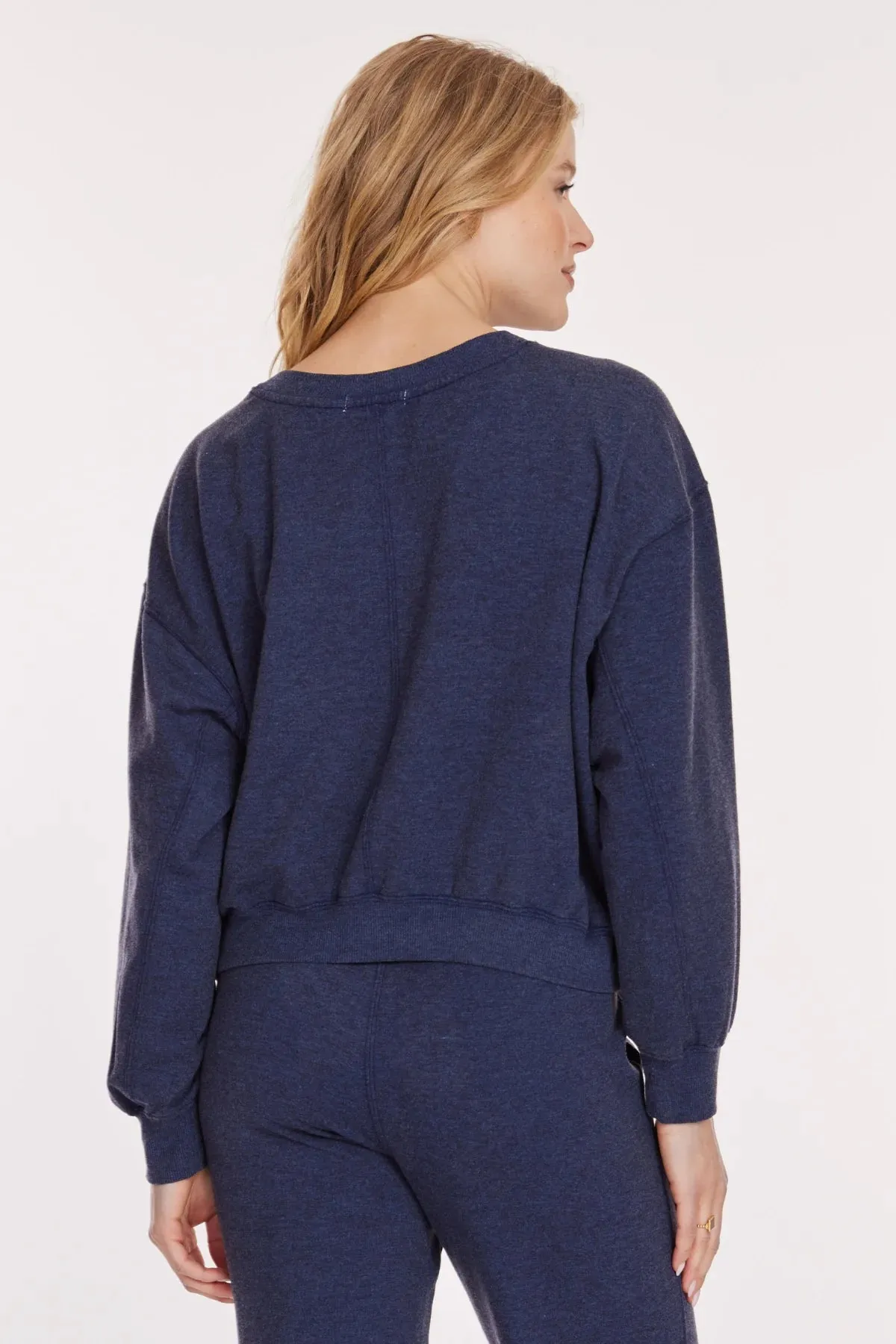 Heathered Cropped Seamed Sweatshirt