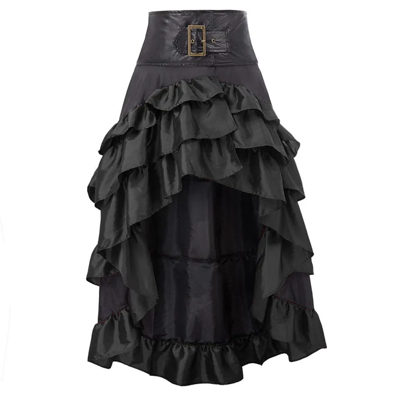 HQO3072 A-Line Ruffle Long Skirt