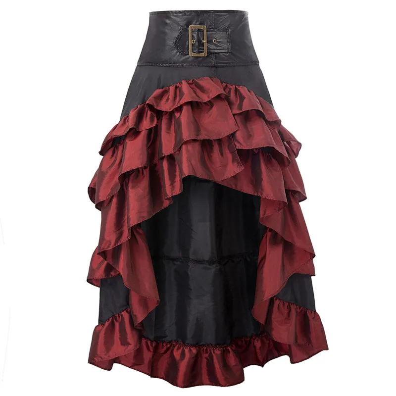 HQO3072 A-Line Ruffle Long Skirt