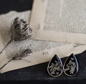 Large Teardrop Studs - Queen Anne's Lace