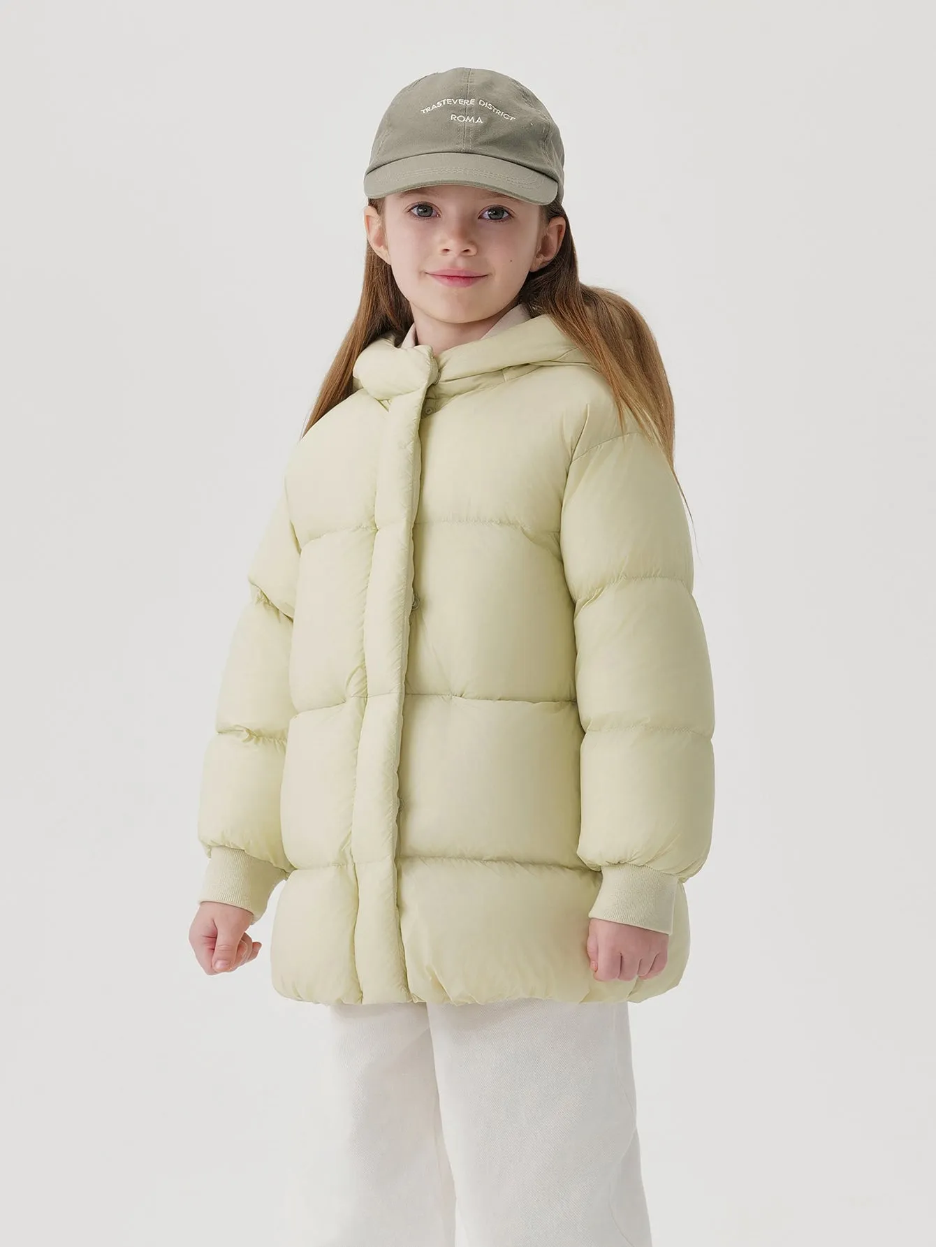MARC & JANIE Girls Lightweight Hooded Down Mid-Length Coat 241196