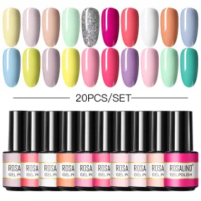 Rosalind Mini Soak Off Professional Nail Art Gel Polish Set 20PCS Nail Art Design LED/UV Lamp