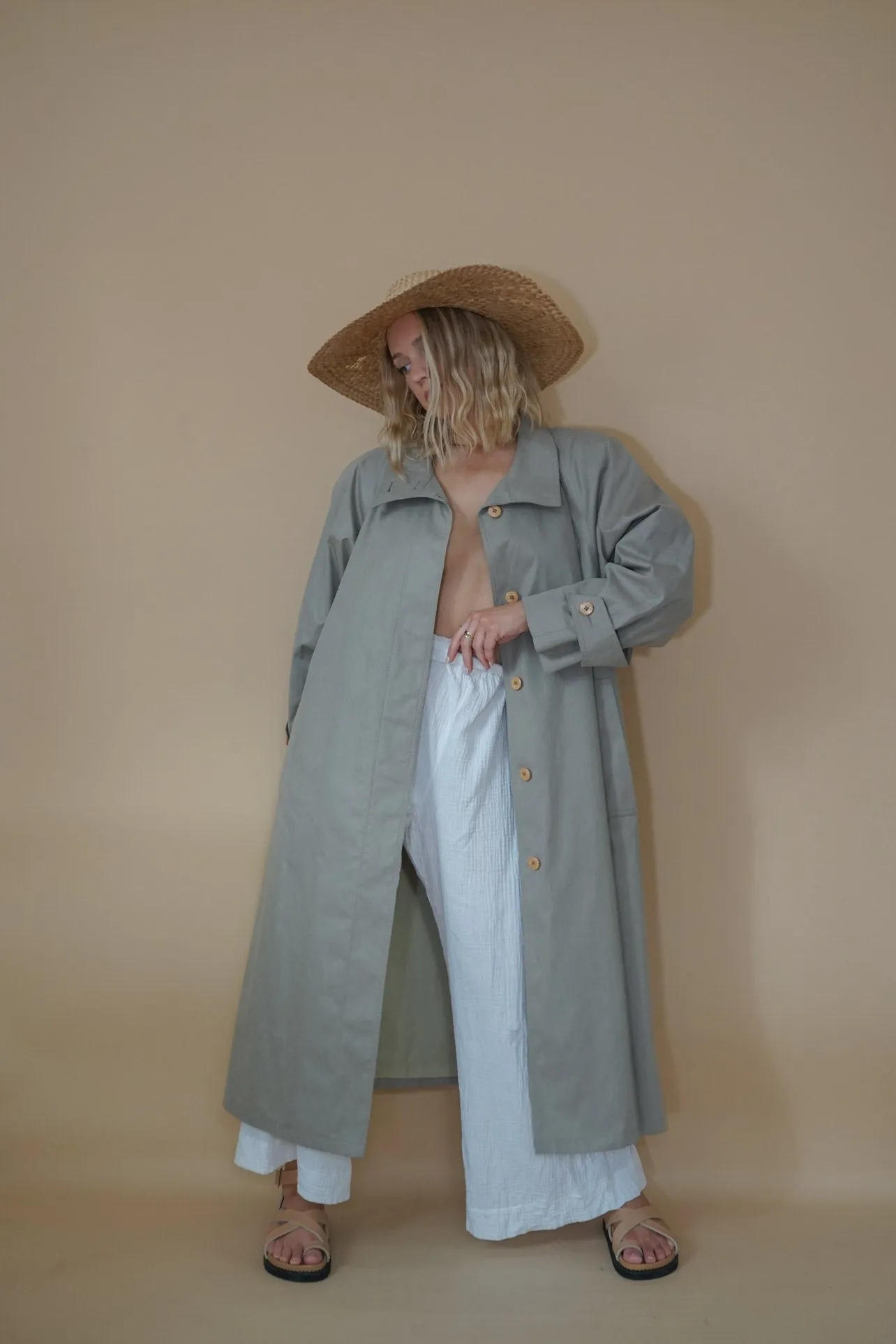 sage trench coat