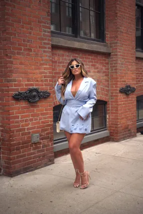 Samantha Blue Blazer Wrap Dress