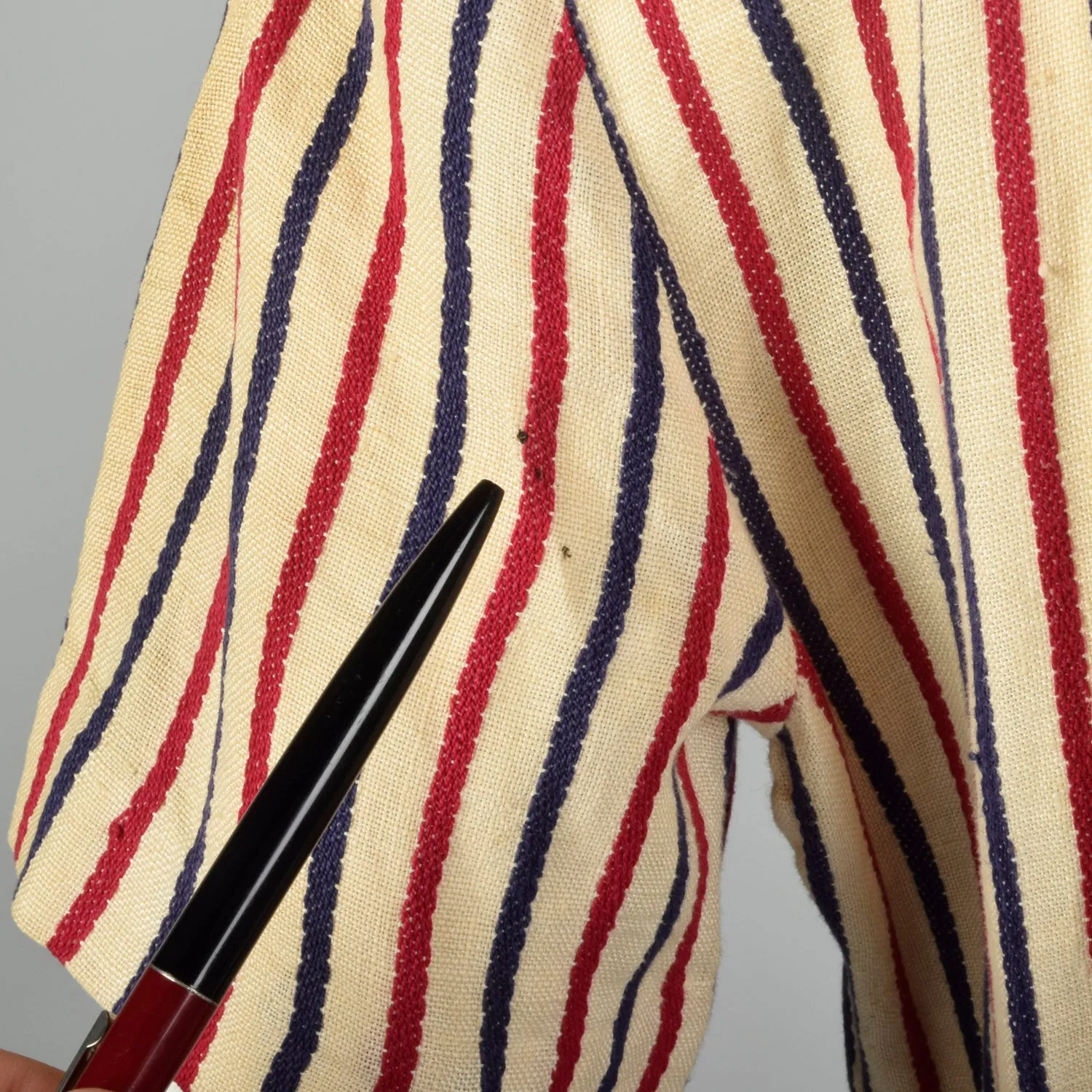Small 1940s Striped Wrap Dress