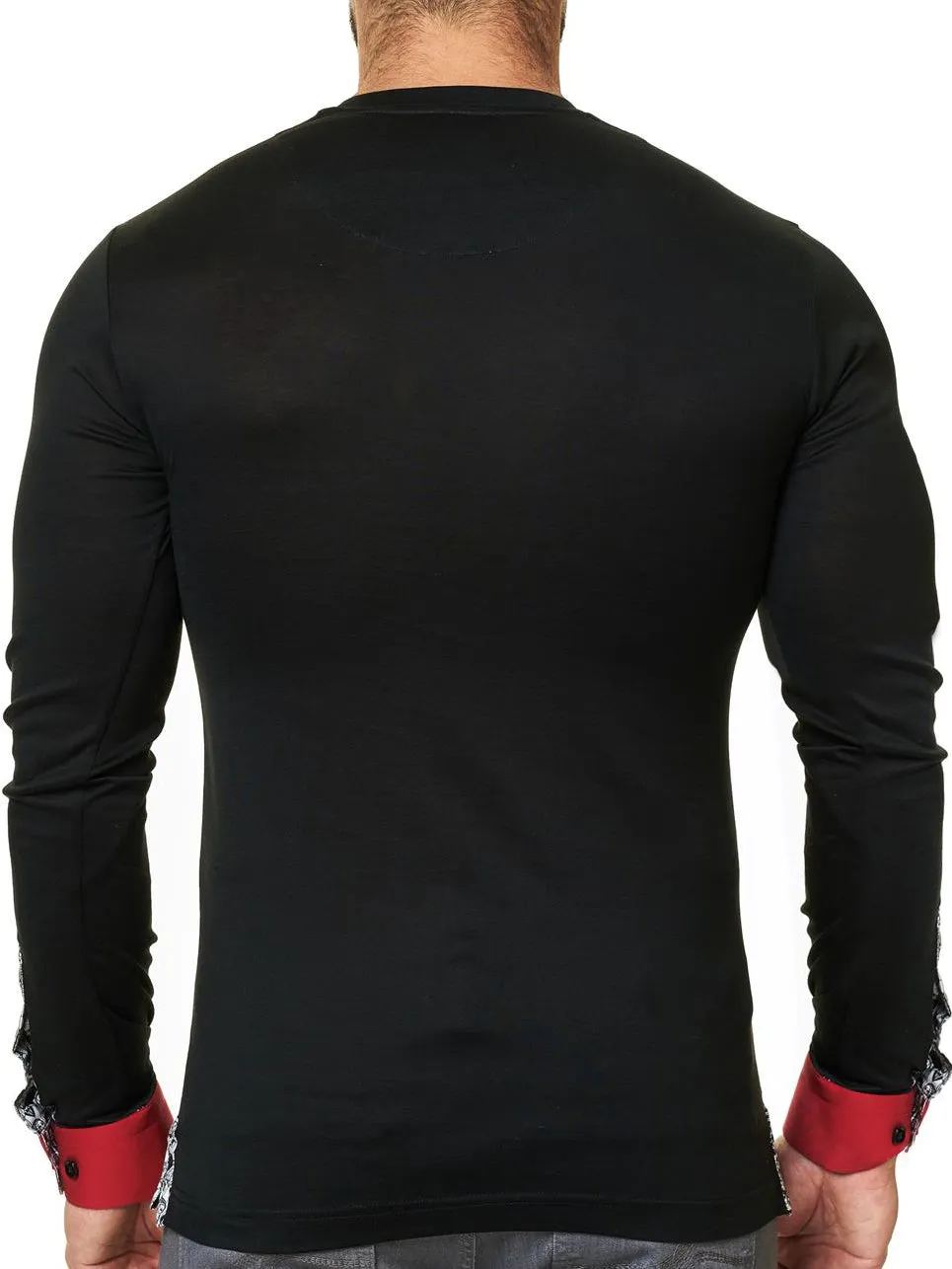 V Neck L Solid Black