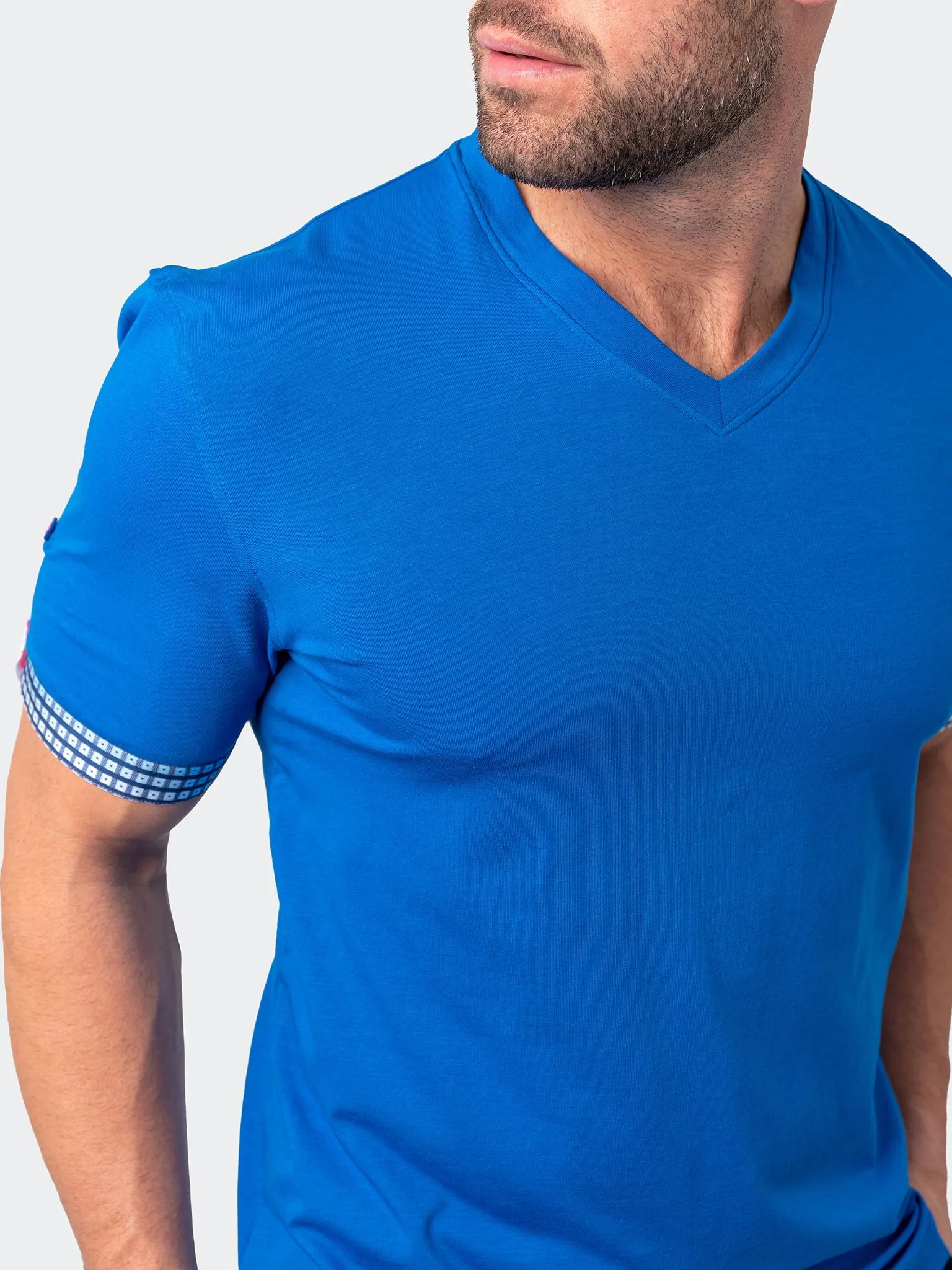 V-Neck Vivaldisolidgrid Blue