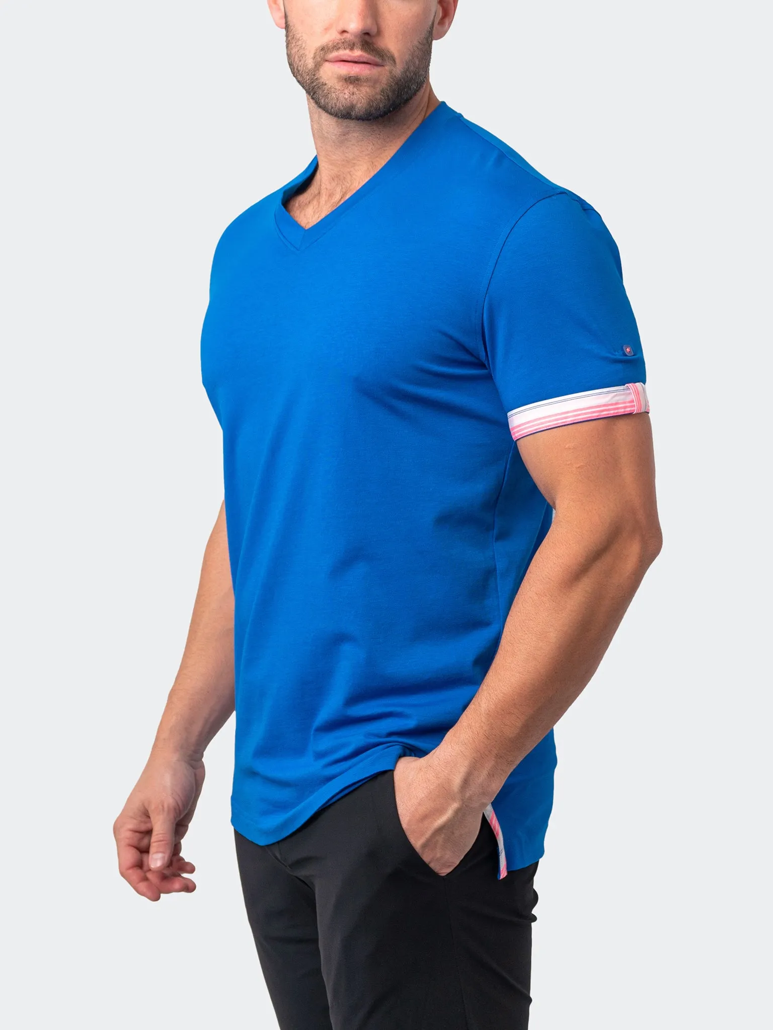V-Neck Vivaldisolidgrid Blue