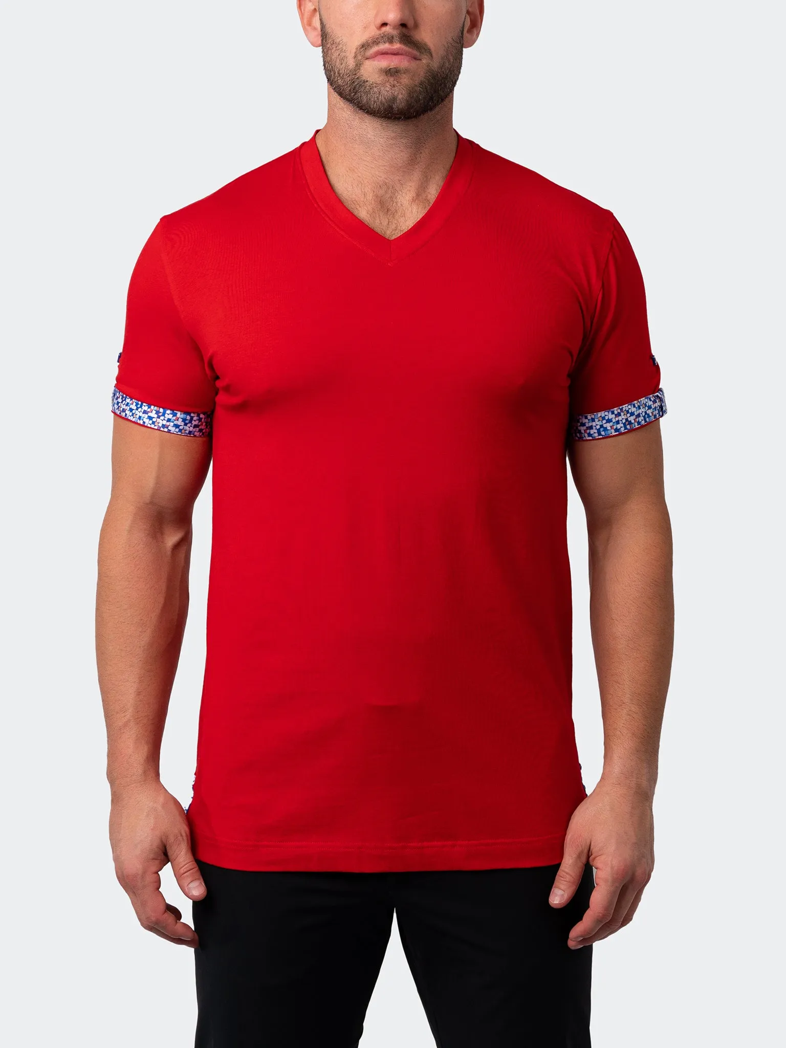V-Neck Vivaldisolidmosaic Red