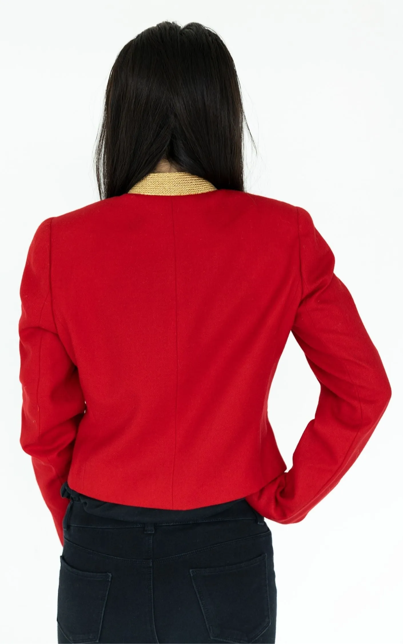 VINTAGE Red Wool Military Buttoned Glam Rock Jacket