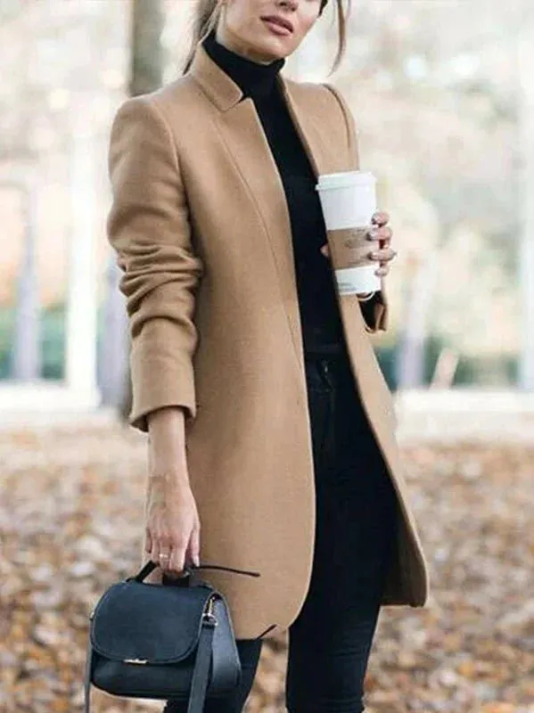 Wenkouban-Winter outfits Christmas Stand Collar Open Stitch Long Formal Autumn Overcoat