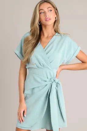Whirling Daydreams Seafoam Green Mini Dress
